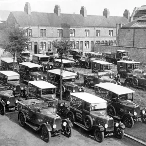 Print of Fiat vans and a Morris car at Braunstone Gate garage