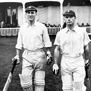 Len Hutton (L) and Cyril Washbrook cricketers circa. 1930