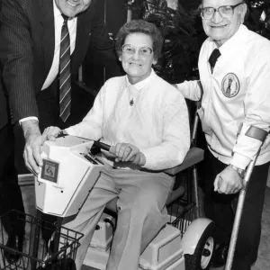 Len and Peggy Tasker with Keith Robson, 11th December 1989 Print