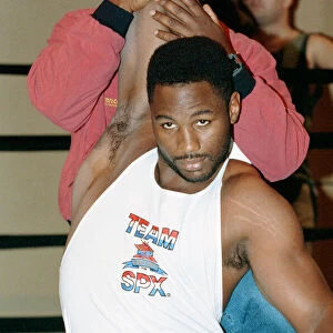Lennox Lewis training ahead of his world title bout with Tony Tucker. Circa May1993