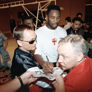 Lennox Lewis training ahead of his world title bout with Tony Tucker