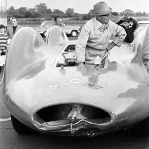 Leo Villa mechanic with Proteus Bluebird, the car in which Donald Campbell broke Leo Villa mechanic with Proteus Bluebird, the car in which Donald Campbell broke
