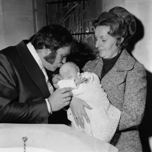 Les Dawson and his wife Margaret at the christening of their baby daughter Pamela Jane Les Dawson and his wife Margaret at the christening of their baby daughter Pamela Jane