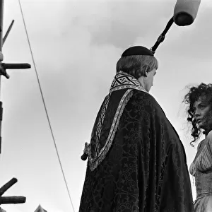 Lesley-Anne Down and Derek Jacobi on the set of The Hunchback of Notre Dame at Pinewood