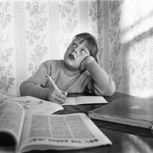 Lesley Brare seen here doing her homework. 22nd October 1963