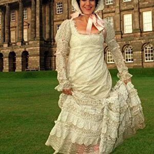 Lesley Joseph actress and star of Birds of a Feather dressed in Edwardian costume for