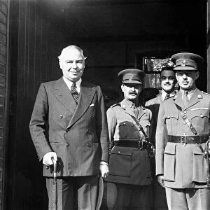 Leslie Hore-Belisha Secretary of State for War seen here with officers of the East Surrey