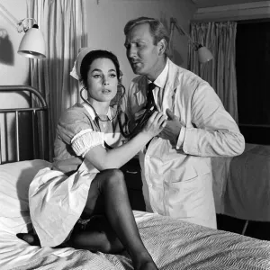 Leslie Phillips and Shirley Anne Field on Set Print 1965 Leslie Phillips and Shirley Anne Field on Set Print 1965