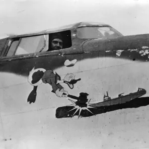 Print of The Liberator Bomber with Donald Duck Print of The Liberator Bomber with Donald Duck