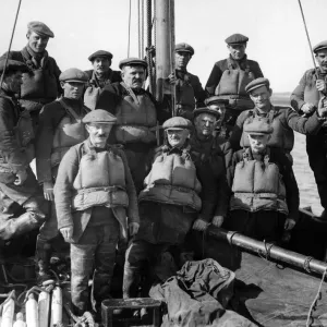 Lifeboat crew at Blakeney, Norfolk. 30th March 1934 Lifeboat crew at Blakeney, Norfolk. 30th March 1934