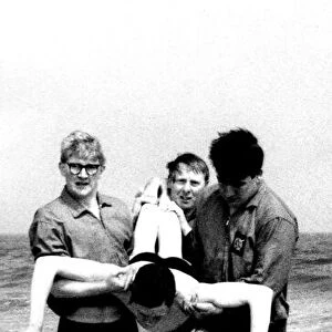 Lifeguards practising their saving skills in June 1965