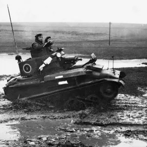 A light tank in heavy country. during, training exercise somewhere in England A light tank in heavy country. during, training exercise somewhere in England