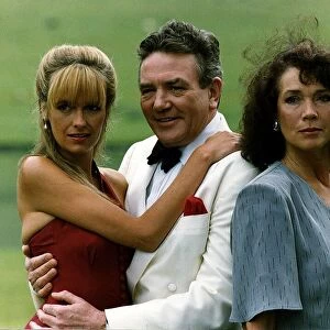 Linda Marlowe right actress Albert Finney centre and Sarah Berger left in the BBC TV