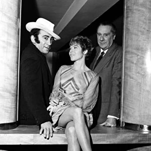 Lionel Bart, Shani Wallis and Sir Carol Reed at the reception of the big screen version