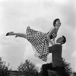 Lionel Blair and his sister Joyce flying high in a routine rehearsal. 21st July 1959 Lionel Blair and his sister Joyce flying high in a routine rehearsal. 21st July 1959