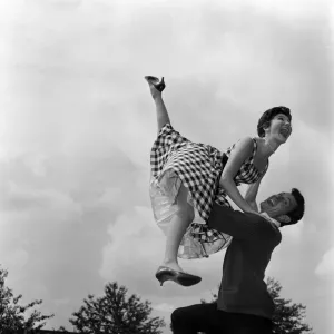 Lionel Blair and his sister Joyce flying high in a routine rehearsal. 21st July 1959 Lionel Blair and his sister Joyce flying high in a routine rehearsal. 21st July 1959