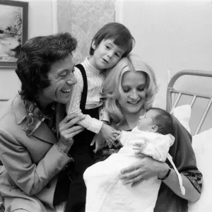 Lionel Blair with his wife Susan and their new baby daughter Lucy at the Avenue Clinic