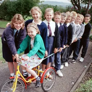 With a little help from my friends... 10-year-old Katy Hardaker is pictured with friends