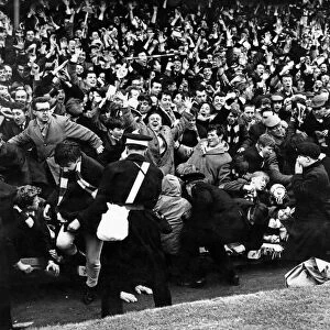Liverpool fans celebrate as Ian Callaghan scores the winner with only five minutes