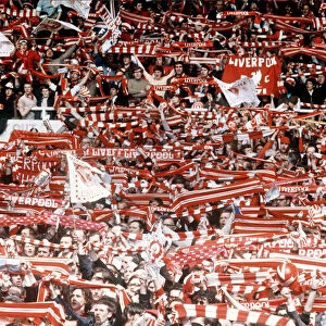 Liverpool fans FA Cup final 1971 Arsenal Liverpool football supporters waving scarves