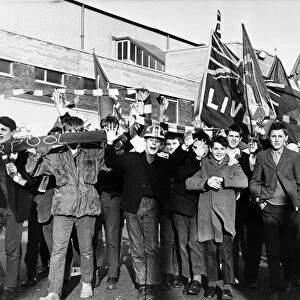 Liverpool fans outside Goodison Park Circa 1966