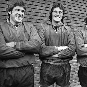 Liverpool FC England international players left to right: Emlyn Hughes, Ray Clemence
