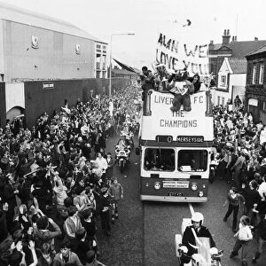 The Liverpool FC Tour Bus passes Anfield Football Club in Walton