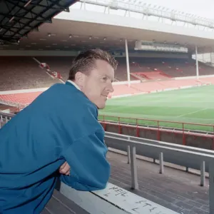 Liverpool football player Steve Nicol poses in the Kop stand at Anfield Stadium Liverpool football player Steve Nicol poses in the Kop stand at Anfield Stadium