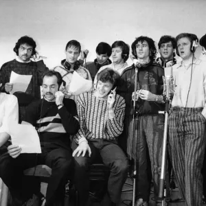 Liverpool Football team line up in the Yellow 2 recording studio in Stockport to record Liverpool Football team line up in the Yellow 2 recording studio in Stockport to record