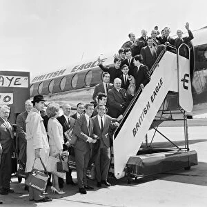 Liverpool football team at Speke Airport before their flight to Milan where they will