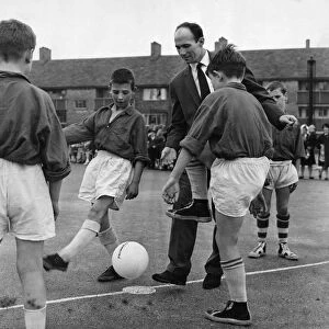 Liverpool footballer Jimmy Melia attends a six a side competition sponsored by