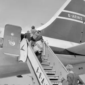 Liverpool footballers and their manager Bill Shankly board their Iceland bound flight Liverpool footballers and their manager Bill Shankly board their Iceland bound flight