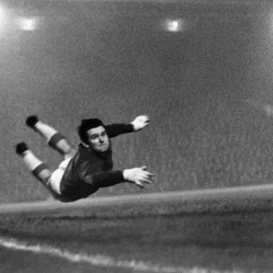 Liverpool goalkeeper Tommy Lawrence in action during the English League Division One