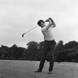 Liverpool goalkeeper Tommy Lawrence enjoying a round of golf at Leigh Golf Club ahead of