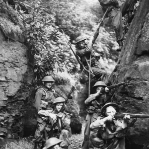 Liverpool Home Guard, training. Merseyside A battle practice assault is rehearsed Liverpool Home Guard, training. Merseyside A battle practice assault is rehearsed