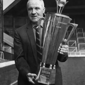 Liverpool manager Bil Shankly poses with his Manager of the Year Award at Anfield Liverpool manager Bil Shankly poses with his Manager of the Year Award at Anfield