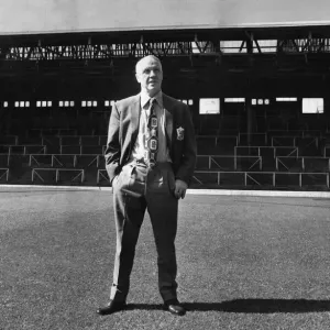 Liverpool manager Bil Shankly stands in front of an empty stand at Anfield Liverpool manager Bil Shankly stands in front of an empty stand at Anfield