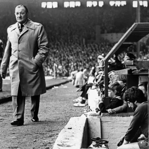 El entrenador del Liverpool Bob Paisley en Anfield durante el partido de la Liga Division One contra.