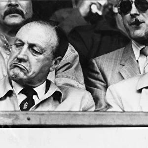 Liverpool manager Bob Paisley and chairman John Smith watching a match at Anfield