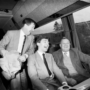 Former Liverpool manager Bob Paisley (right) shares a joke with Manchester United manager