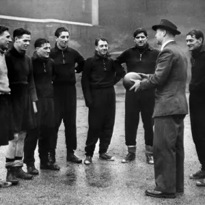 Liverpool manager Don Welsh has a final word with some of his Liverpool players in Liverpool manager Don Welsh has a final word with some of his Liverpool players in