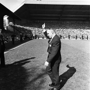 Liverpool manager Bill Shankly ackgnowledges the cheers of the crowd as they celebrate