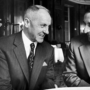 Former Liverpool manager Bill Shankly chatting with former Everton manager Harry