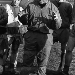 Liverpool manager Bill Shankly gives instructions to some of his players during a Liverpool manager Bill Shankly gives instructions to some of his players during a