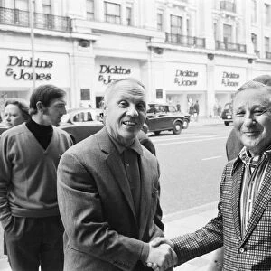 Liverpool manager Bill Shankly greets Recording company executive Abe Goff in Regent
