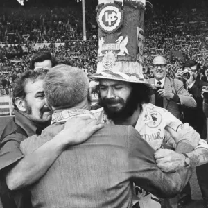 Liverpool manager Bill Shankly is mobbed by emotional Liverpool fans as they embrace him Liverpool manager Bill Shankly is mobbed by emotional Liverpool fans as they embrace him