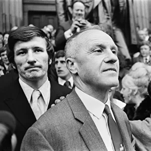 Liverpool manager Bill Shankly pictured on his side