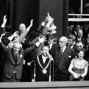 Liverpool manager Bill Shankly pictured on the Liverpool team return to the city