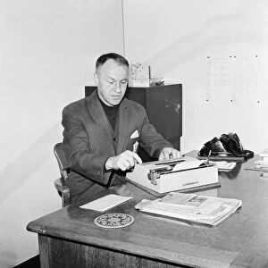 Liverpool manager Bill Shankly pictured in his office at Liverpool football club