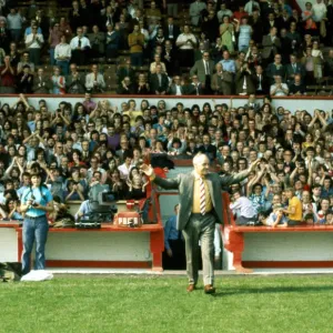 Liverpool manager Bill Shankly receiving the Bells manager of the Year Award before his Liverpool manager Bill Shankly receiving the Bells manager of the Year Award before his